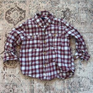 GAP Kids Red and White Plaid Button Down Shirt
